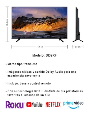 Pantalla Smart TV JVC Led de 32 pulgadas HD SI32RF con Roku TV