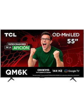 Pantalla Tcl QD- mini LED de 55 pulgadas 4K/UHD 55QM6K con Google TV