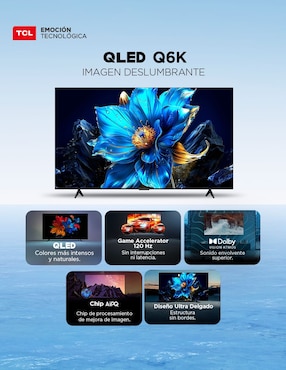 Pantalla Tcl QLED de 75 pulgadas 4K/UHD 75Q6K con Google TV