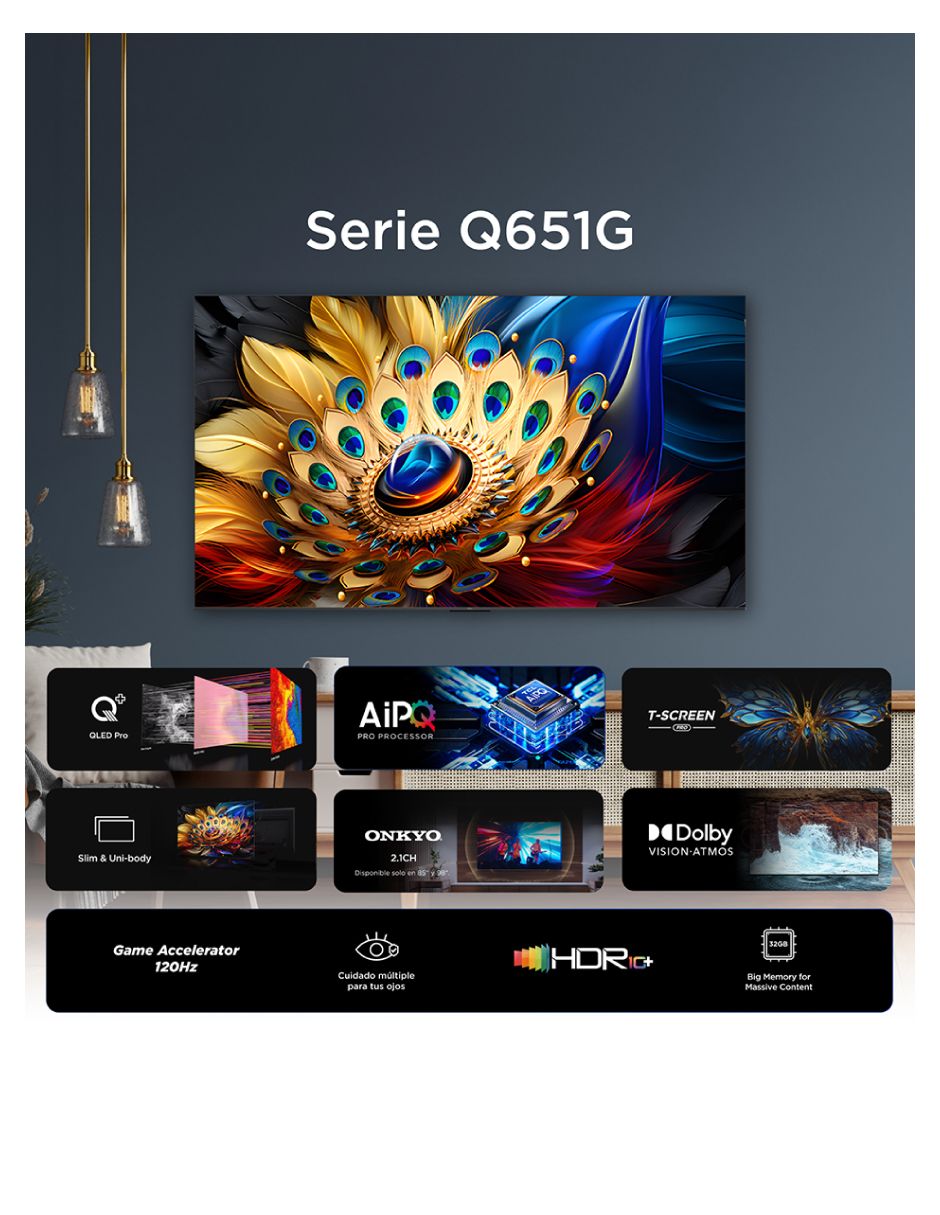 Pantalla QLED de 98 pulgadas 4K/UHD 98Q651G con Google TV 7