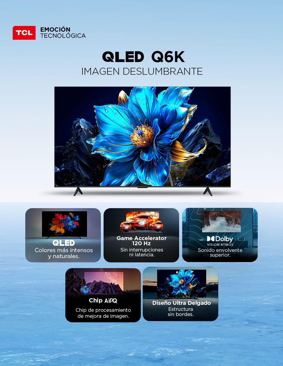 Pantalla QLED de 65 pulgadas 4K/UHD 65Q6K con Google TV 6