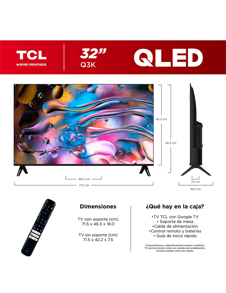 Pantalla QLED de 32 pulgadas Full HD 32Q3K con Android TV 5