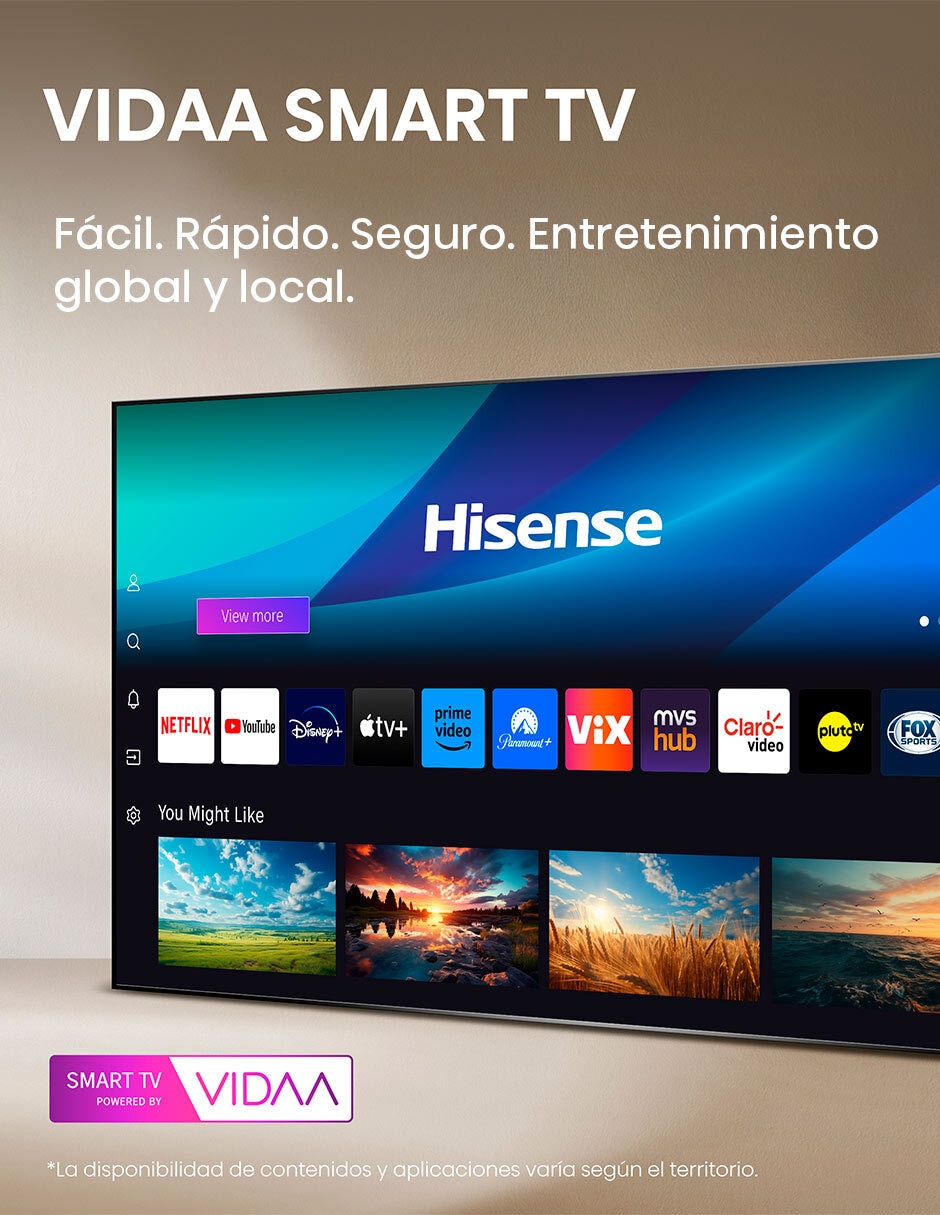 Pantalla LED de 32 pulgadas 4K/UHD 32A4NV con vidaa 8