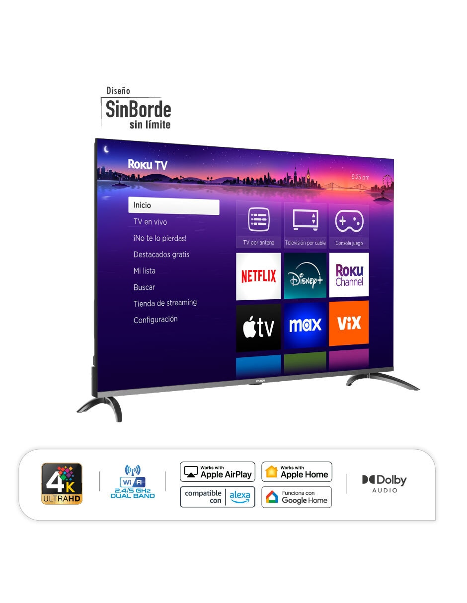Pantalla Smart TV QLED de 60 pulgadas 4K/UHD HYLED6007QR con Roku TV con AI Transparente 2